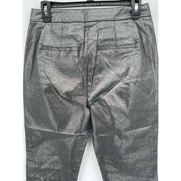 $158 Walter Baker Leo Ankle Pant Metallic Silver Black Size 4 - Picture 3 of 6